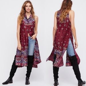 NWOT Free People Come See About Me three button maxi vest with side slots sz S!